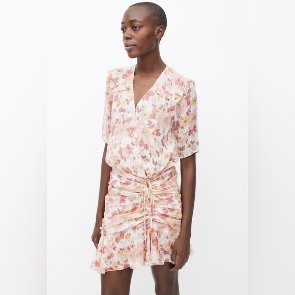 NWOT VERONICA BEARD 100% Silk Dakota Floral Ruched Dress, Size 12 - Picture 2 of 15